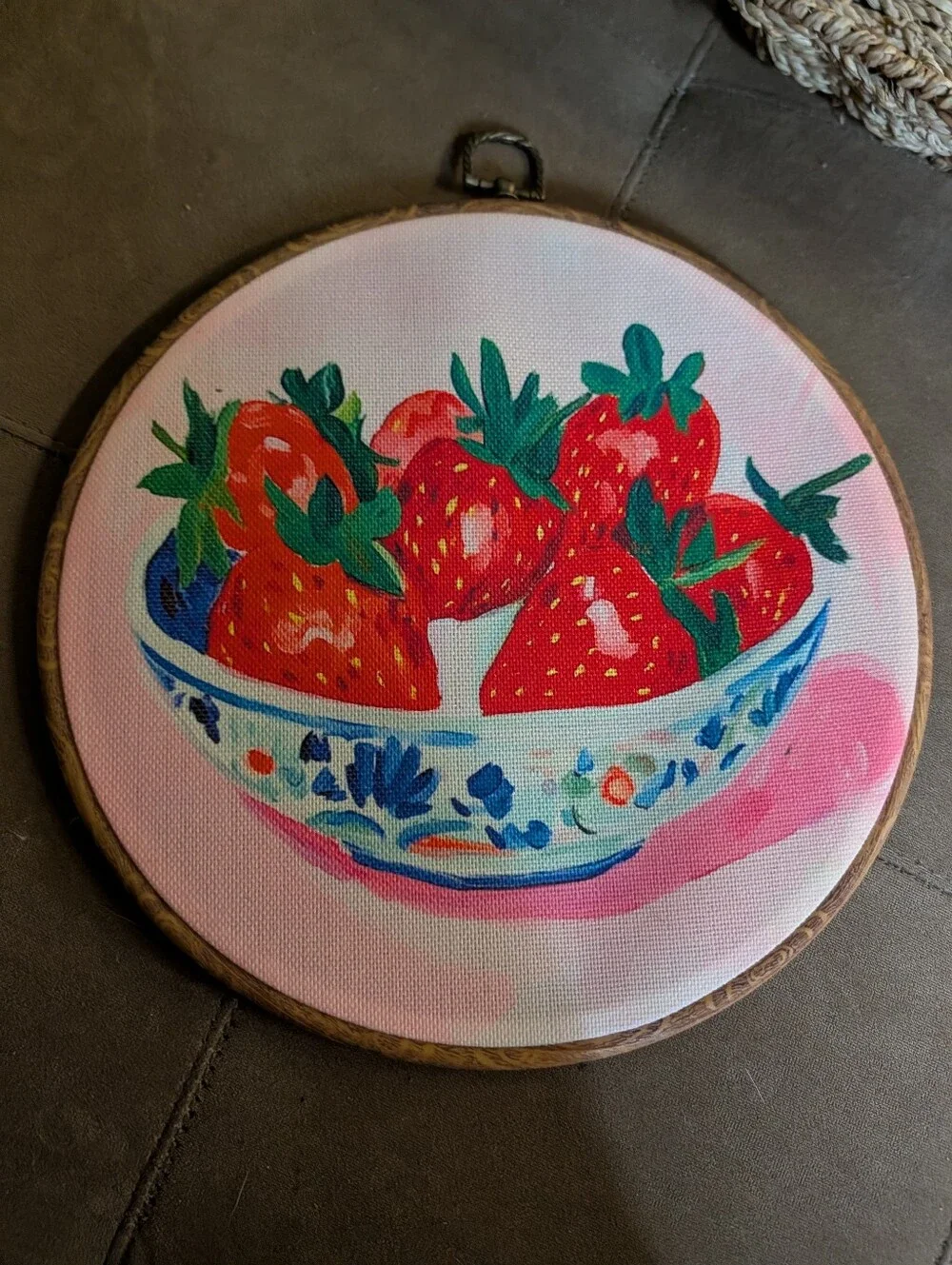 Hand-Painted Strawberry Wall Art - Pink and Red